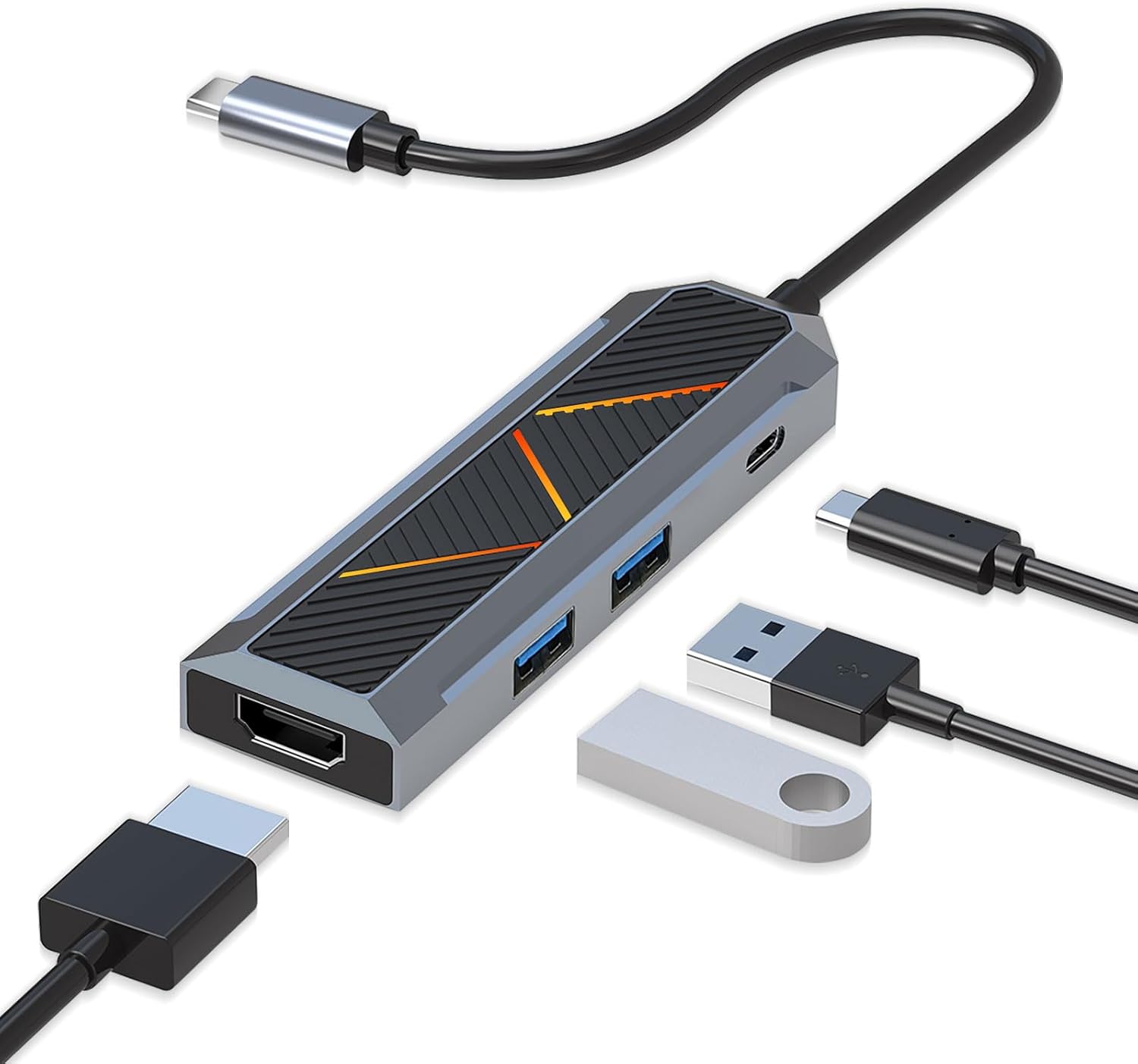 4K 60Hz HDMI Splitter ilə 4-in-1 USB-C HUB