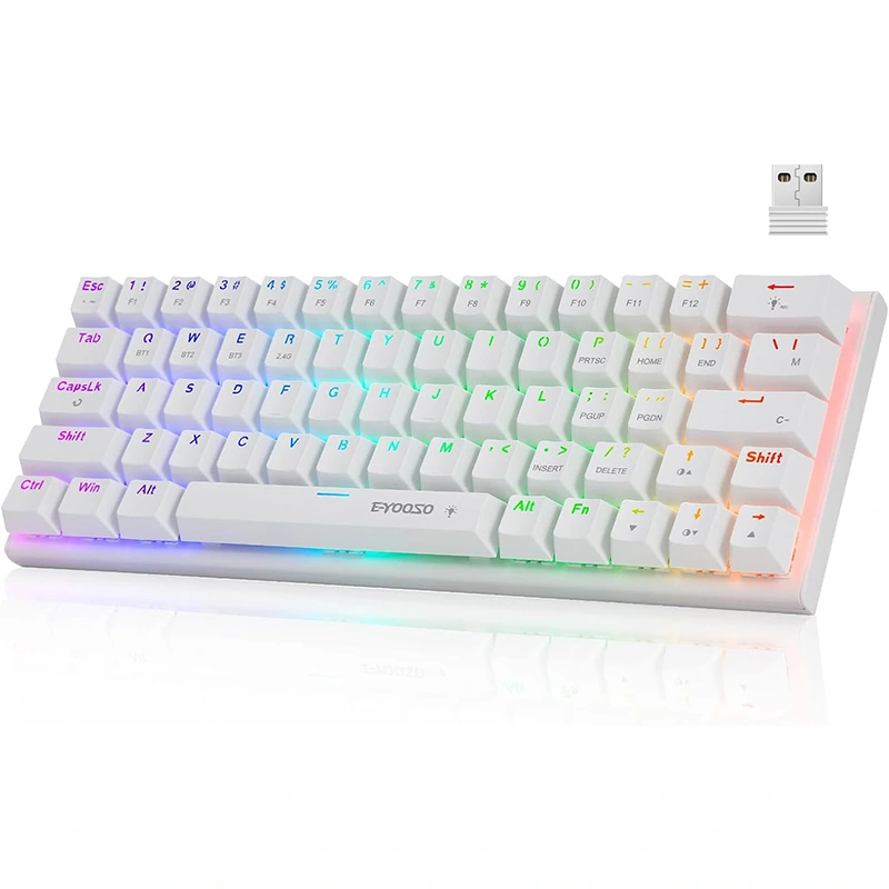 63 RGB düymələri simsiz BT 2.4GHz tip-c Mexanik Oyun Klaviaturası