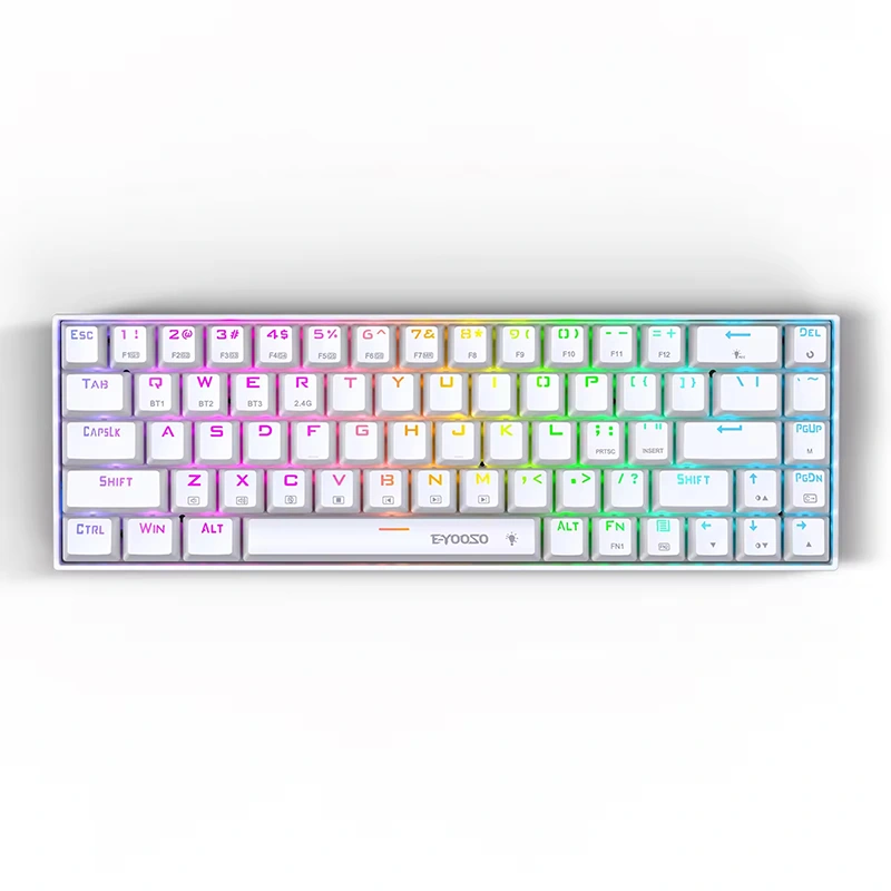 68 Açar RGB simsiz BT 2.4GHz Mexanik Oyun klaviaturası