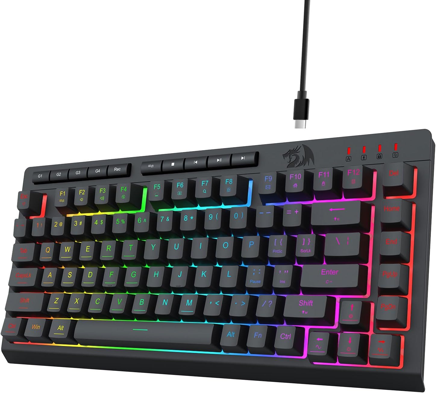 Qara k524 simli oyun RGB arxa git, 75% klaviatura